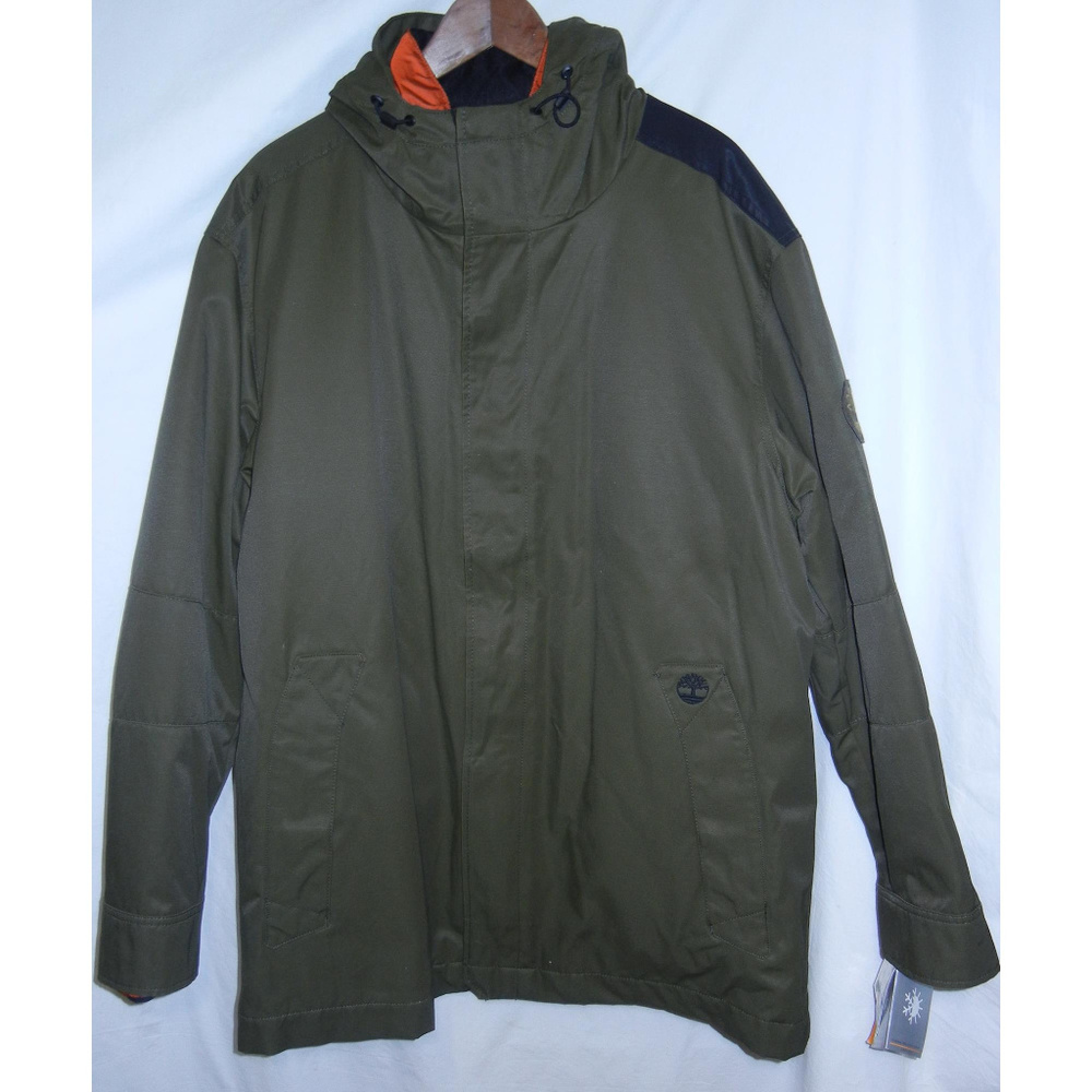 TIMBERLAND Hood Olive Green Rust Parka Jacket XL